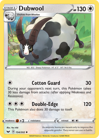 Pokemon | Dubwool (154/202) [Sword & Shield: Base Set] | The Nerd Merchant