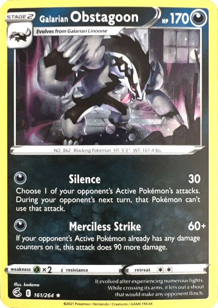 Pokemon | Galarian Obstagoon (161/264) (Cosmos Holo) [Sword & Shield: Fusion Strike] | The Nerd Merchant