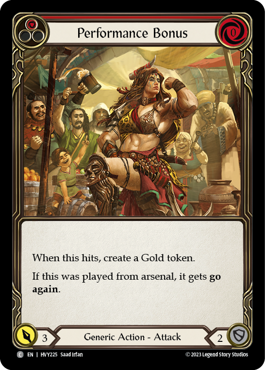 Flesh and Blood TCG | Performance Bonus (Red) [HVY225] (Heavy Hitters)  Rainbow Foil | The Nerd Merchant
