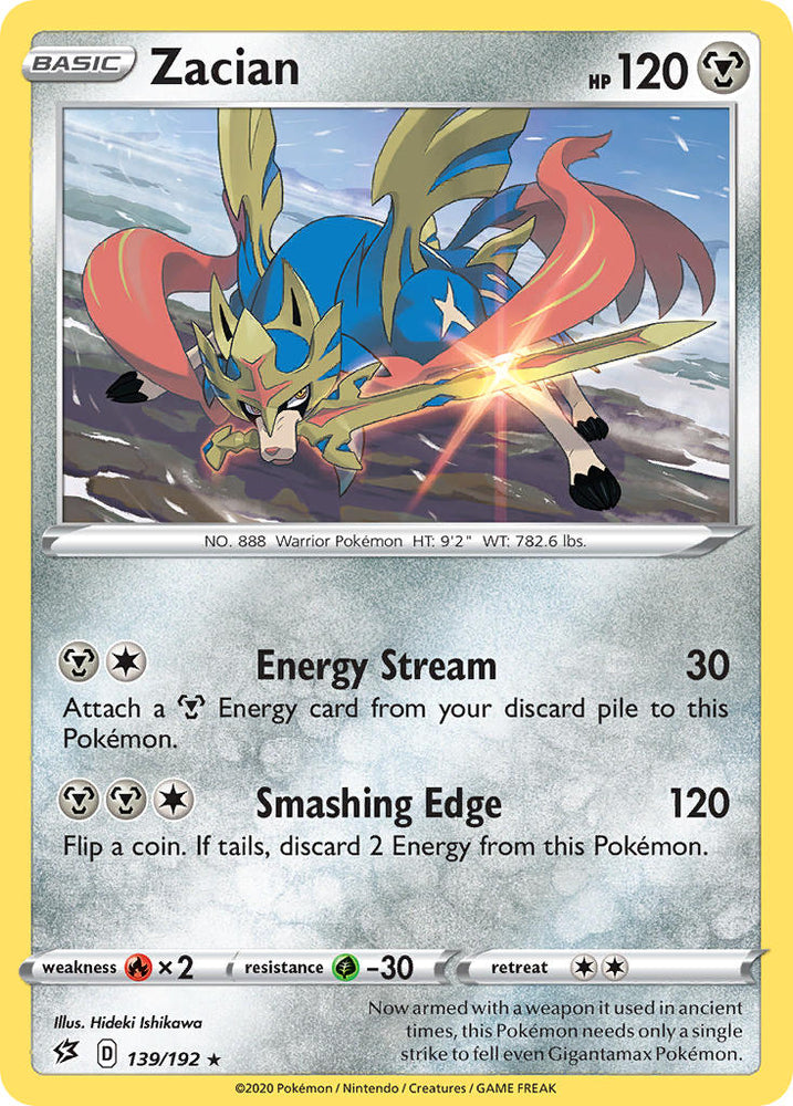 Pokemon | Zacian (139/192) (Cracked Ice Holo) (Theme Deck Exclusives) [Sword & Shield: Rebel Clash] | The Nerd Merchant