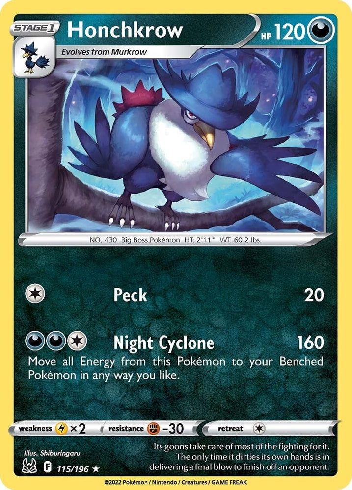 Pokemon | Honchkrow (115/196) [Sword & Shield: Lost Origin] | The Nerd Merchant