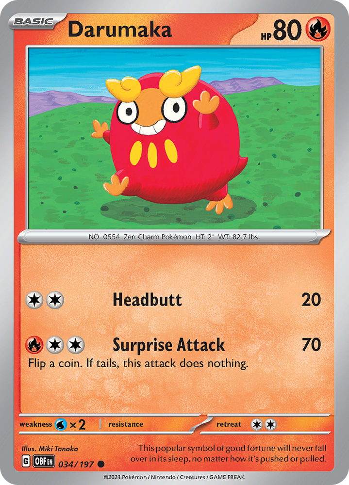Pokemon | Darumaka (034/197) [Scarlet & Violet: Obsidian Flames] | The Nerd Merchant