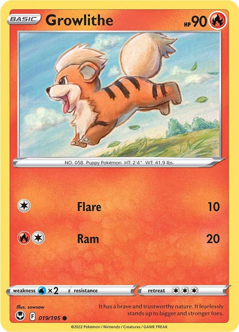 Pokemon | Growlithe (019/195) [Sword & Shield: Silver Tempest] | The Nerd Merchant