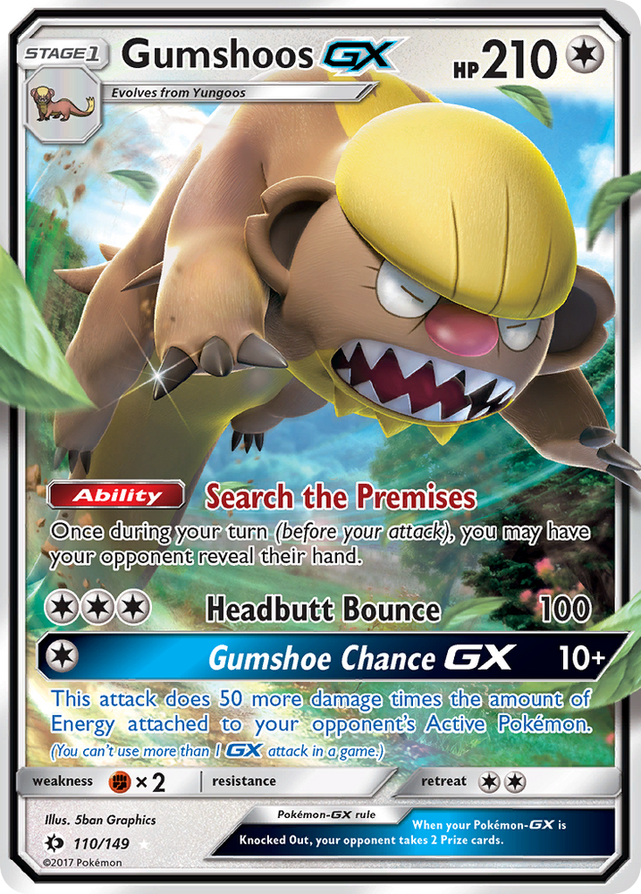 Pokemon | Gumshoos GX (110/149) [Sun & Moon: Base Set] | The Nerd Merchant