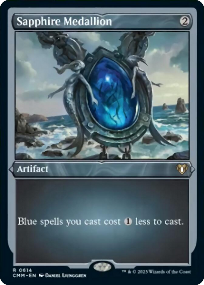 Magic | Sapphire Medallion (Foil Etched) [Commander Masters] | The Nerd Merchant
