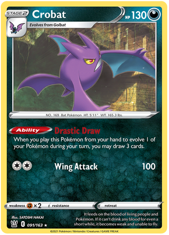 Pokemon | Crobat (091/163) (Theme Deck Exclusive) [Sword & Shield: Battle Styles] | The Nerd Merchant