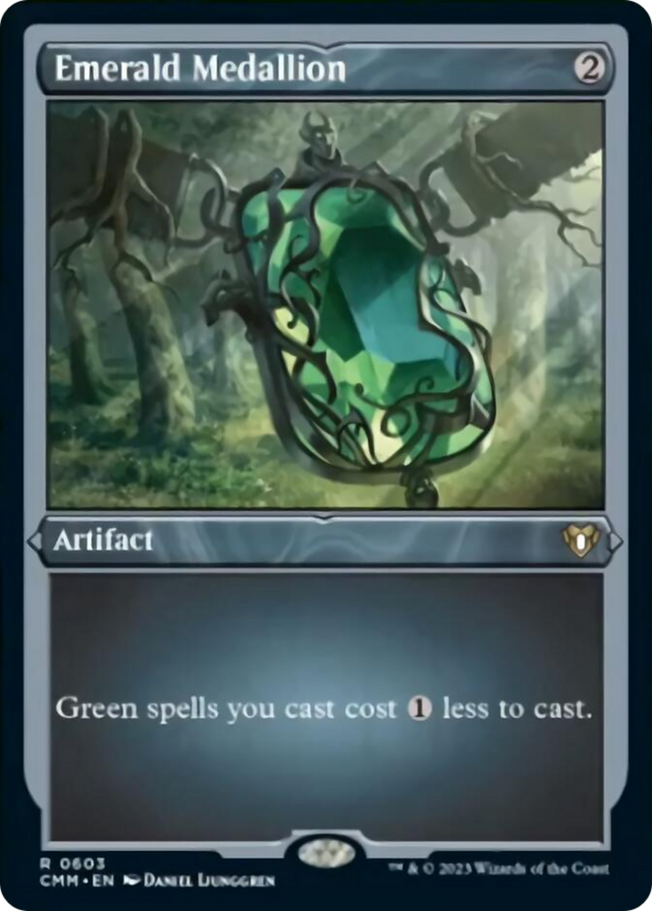 Magic | Emerald Medallion (Foil Etched) [Commander Masters] | The Nerd Merchant