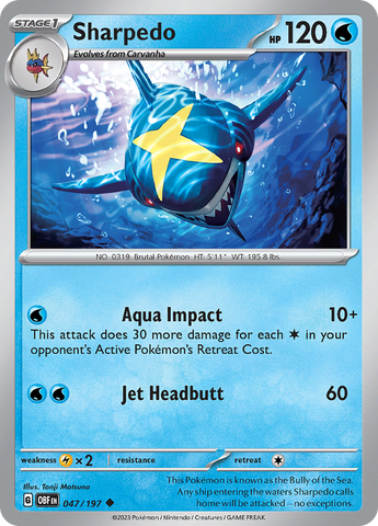 Pokemon | Sharpedo (047/197) [Scarlet & Violet: Obsidian Flames] | The Nerd Merchant