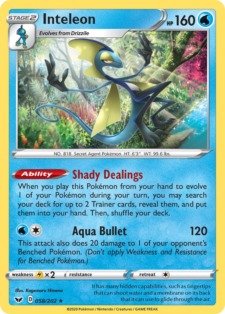Pokemon | Inteleon (058/202) (Theme Deck Exclusive) [Sword & Shield: Base Set] | The Nerd Merchant