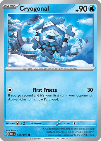 Pokemon | Cryogonal (055/197) [Scarlet & Violet: Obsidian Flames] | The Nerd Merchant