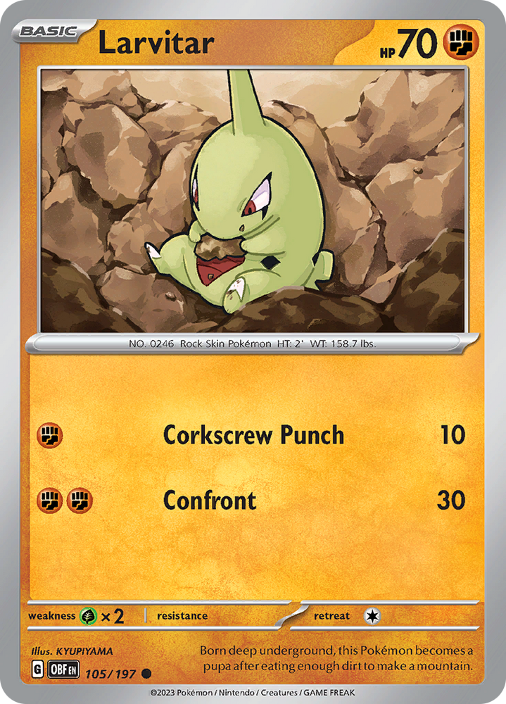 Pokemon | Larvitar (105/197) [Scarlet & Violet: Obsidian Flames] | The Nerd Merchant