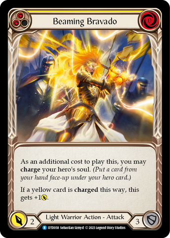 Flesh and Blood TCG | Beaming Bravado (Yellow) [DTD058] (Dusk Till Dawn)  Rainbow Foil | The Nerd Merchant