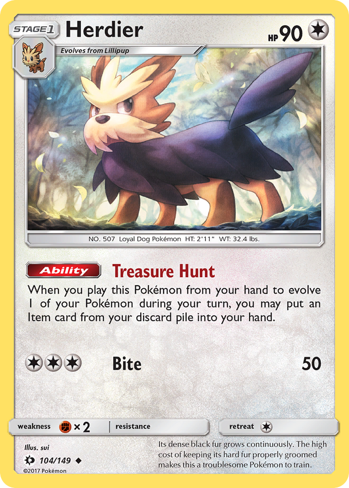 Pokemon | Herdier (104/149) [Sun & Moon: Base Set] | The Nerd Merchant