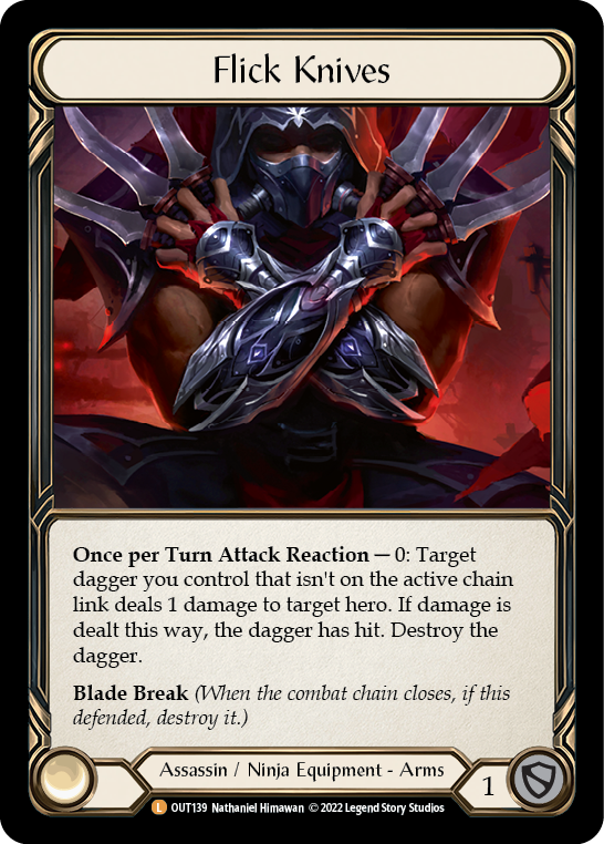 Flesh and Blood TCG | Flick Knives [OUT139] (Outsiders)  Cold Foil | The Nerd Merchant