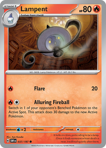 Pokemon | Lampent (037/197) [Scarlet & Violet: Obsidian Flames] | The Nerd Merchant
