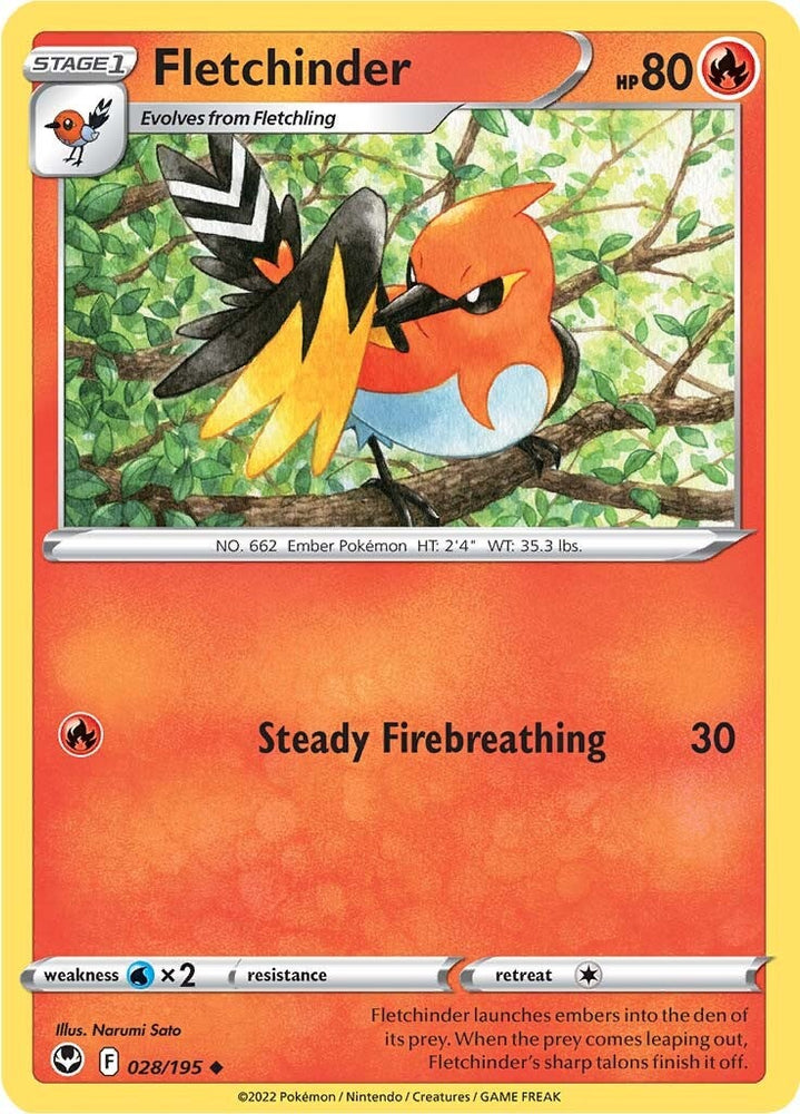 Pokemon | Fletchinder (028/195) [Sword & Shield: Silver Tempest] | The Nerd Merchant