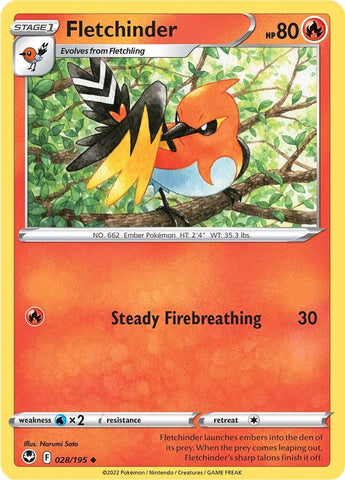 Pokemon | Fletchinder (028/195) [Sword & Shield: Silver Tempest] | The Nerd Merchant