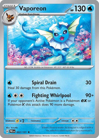Pokemon | Vaporeon (022/131) [Scarlet & Violet: Prismatic Evolutions] | The Nerd Merchant