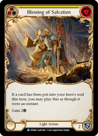 Flesh and Blood TCG | Blessing of Salvation (Yellow) [DTD086] (Dusk Till Dawn)  Rainbow Foil | The Nerd Merchant