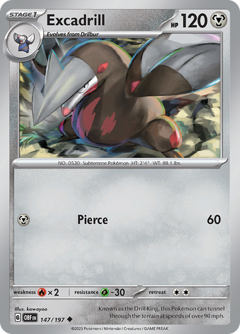 Pokemon | Excadrill (147/197) [Scarlet & Violet: Obsidian Flames] | The Nerd Merchant