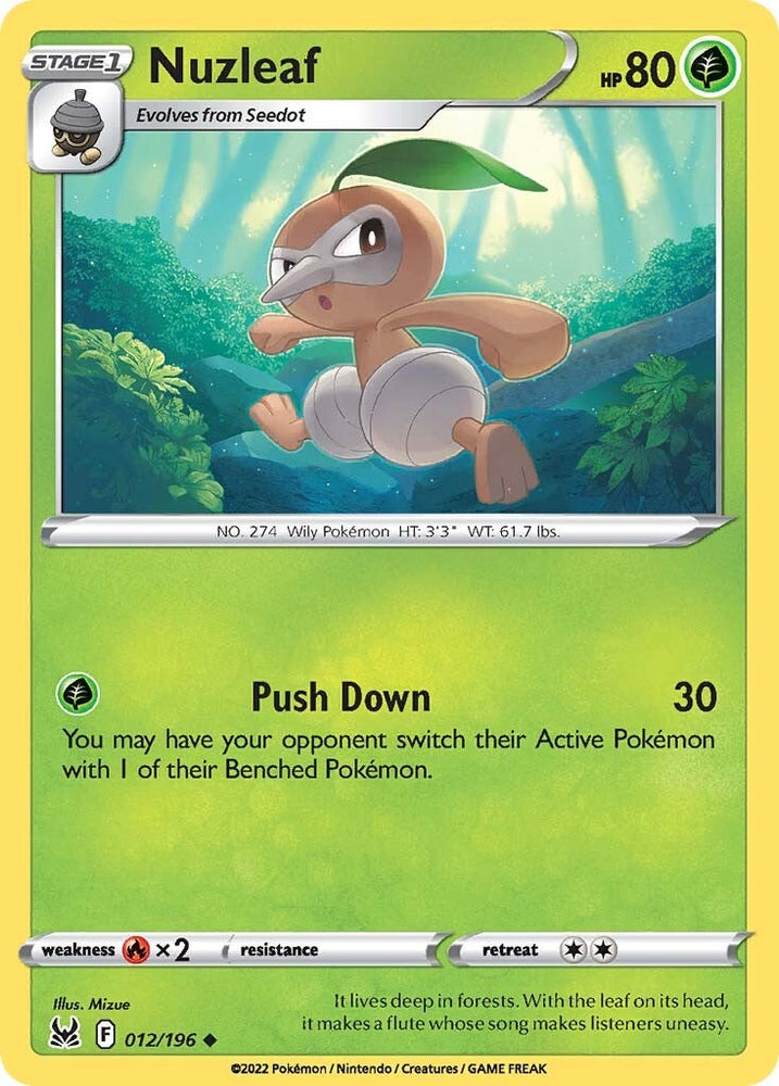 Pokemon | Nuzleaf (012/196) [Sword & Shield: Lost Origin] | The Nerd Merchant