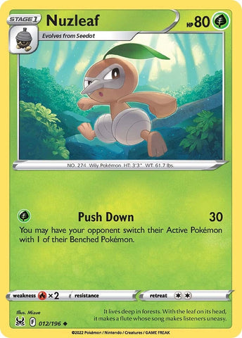 Pokemon | Nuzleaf (012/196) [Sword & Shield: Lost Origin] | The Nerd Merchant