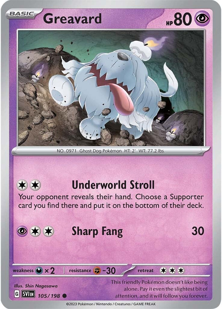 Pokemon | Greavard (105/198) [Scarlet & Violet: Base Set] | The Nerd Merchant