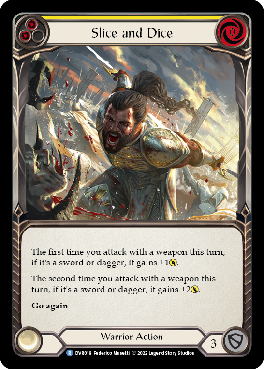 Flesh and Blood TCG | Slice and Dice (Yellow) [DVR018] (Classic Battles: Rhinar vs Dorinthea) | The Nerd Merchant