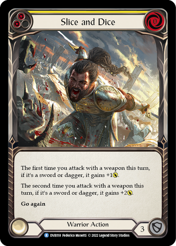 Flesh and Blood TCG | Slice and Dice (Yellow) [DVR018] (Classic Battles: Rhinar vs Dorinthea) | The Nerd Merchant