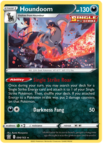 Pokemon | Houndoom (096/163) (Theme Deck Exclusive) [Sword & Shield: Battle Styles] | The Nerd Merchant
