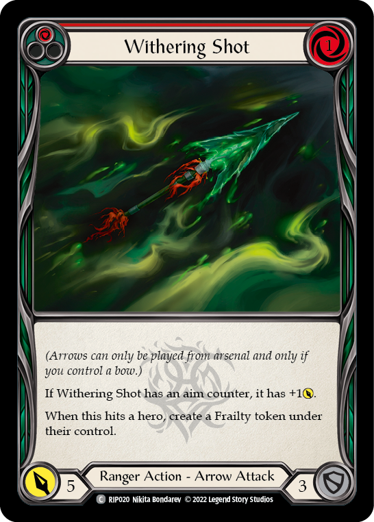 Flesh and Blood TCG | Withering Shot (Red) [RIP020] (Outsiders Riptide Blitz Deck) | The Nerd Merchant