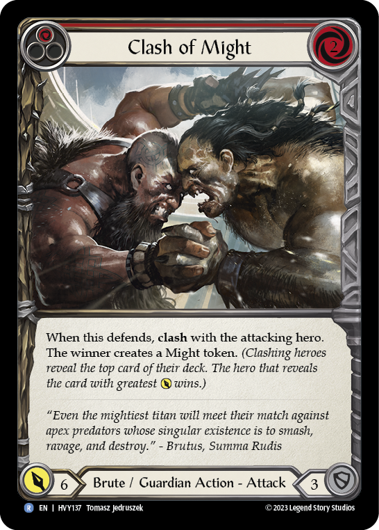 Flesh and Blood TCG | Clash of Might (Red) [HVY137] (Heavy Hitters)  Rainbow Foil | The Nerd Merchant