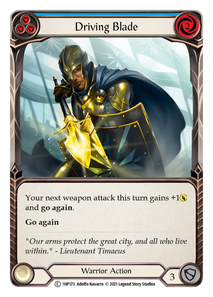 Flesh and Blood TCG | Driving Blade (Blue) [1HP173] (History Pack 1) | The Nerd Merchant