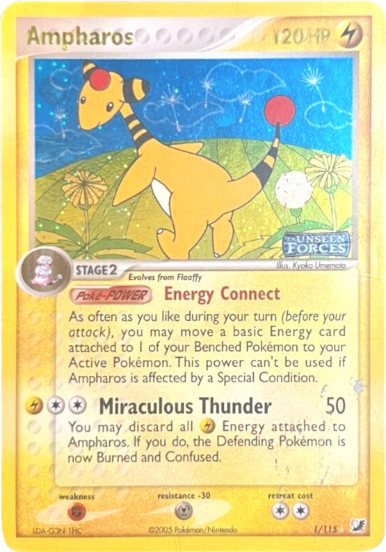 Pokemon | Ampharos (1/115) (Stamped) [EX: Unseen Forces] | The Nerd Merchant
