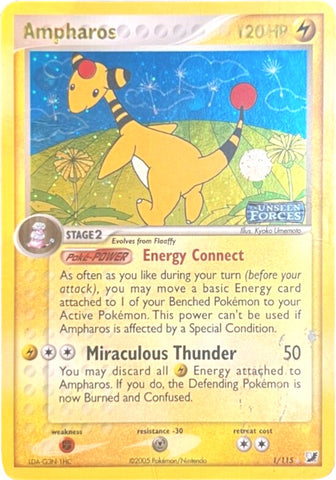 Pokemon | Ampharos (1/115) (Stamped) [EX: Unseen Forces] | The Nerd Merchant