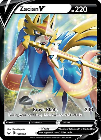 Pokemon | Zacian V (138/202) (Jumbo Card) [Sword & Shield: Base Set] | The Nerd Merchant