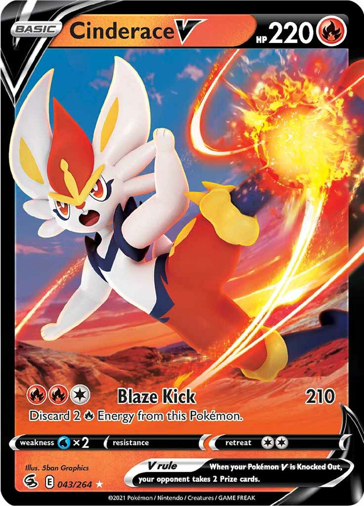 Pokemon | Cinderace V (043/264) [Sword & Shield: Fusion Strike] | The Nerd Merchant