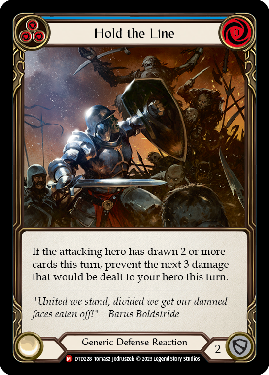 Flesh and Blood TCG | Hold the Line [DTD228] (Dusk Till Dawn)  Rainbow Foil | The Nerd Merchant