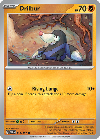 Pokemon | Drilbur (111/197) [Scarlet & Violet: Obsidian Flames] | The Nerd Merchant