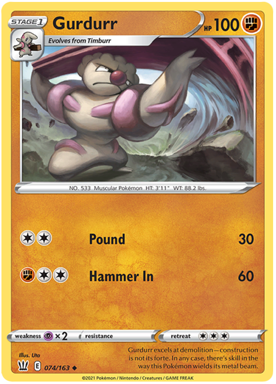 Pokemon | Gurdurr (074/163) [Sword & Shield: Battle Styles] | The Nerd Merchant