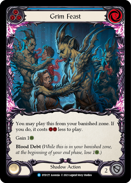 Flesh and Blood TCG | Grim Feast (Blue) [DTD177] (Dusk Till Dawn)  Rainbow Foil | The Nerd Merchant
