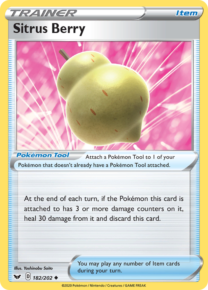 Pokemon | Sitrus Berry (182/202) [Sword & Shield: Base Set] | The Nerd Merchant