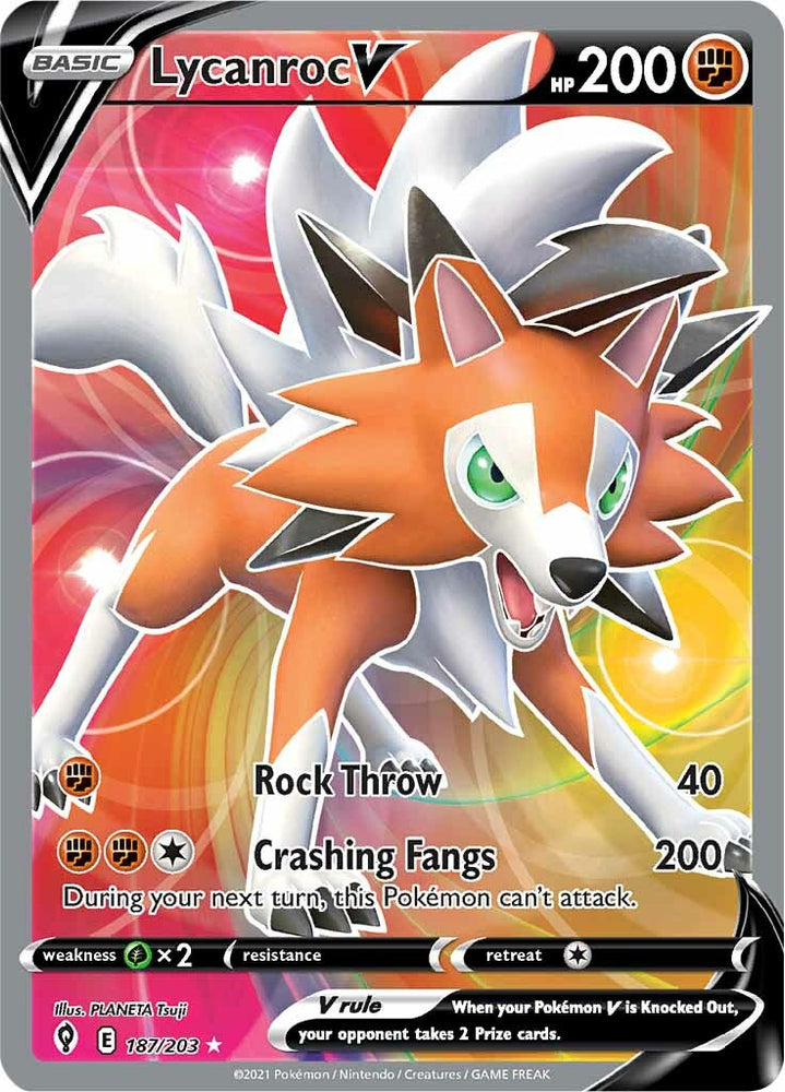 Pokemon | Lycanroc V (187/203) [Sword & Shield: Evolving Skies] | The Nerd Merchant