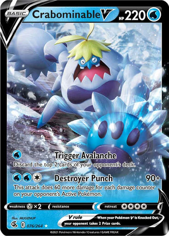 Pokemon | Crabominable V (076/264) [Sword & Shield: Fusion Strike] | The Nerd Merchant