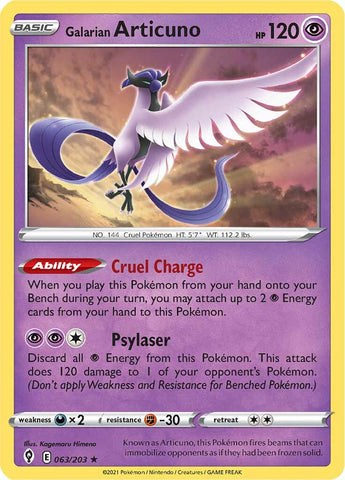 Pokemon | Galarian Articuno (063/203) [Sword & Shield: Evolving Skies] | The Nerd Merchant