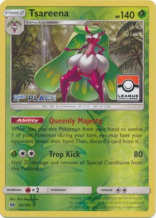 Pokemon | Tsareena (20/149) (League 2nd Place) [Sun & Moon: Base Set] | The Nerd Merchant