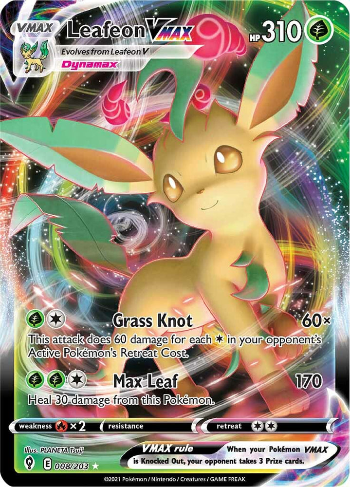 Pokemon | Leafeon VMAX (008/203) [Sword & Shield: Evolving Skies] | The Nerd Merchant
