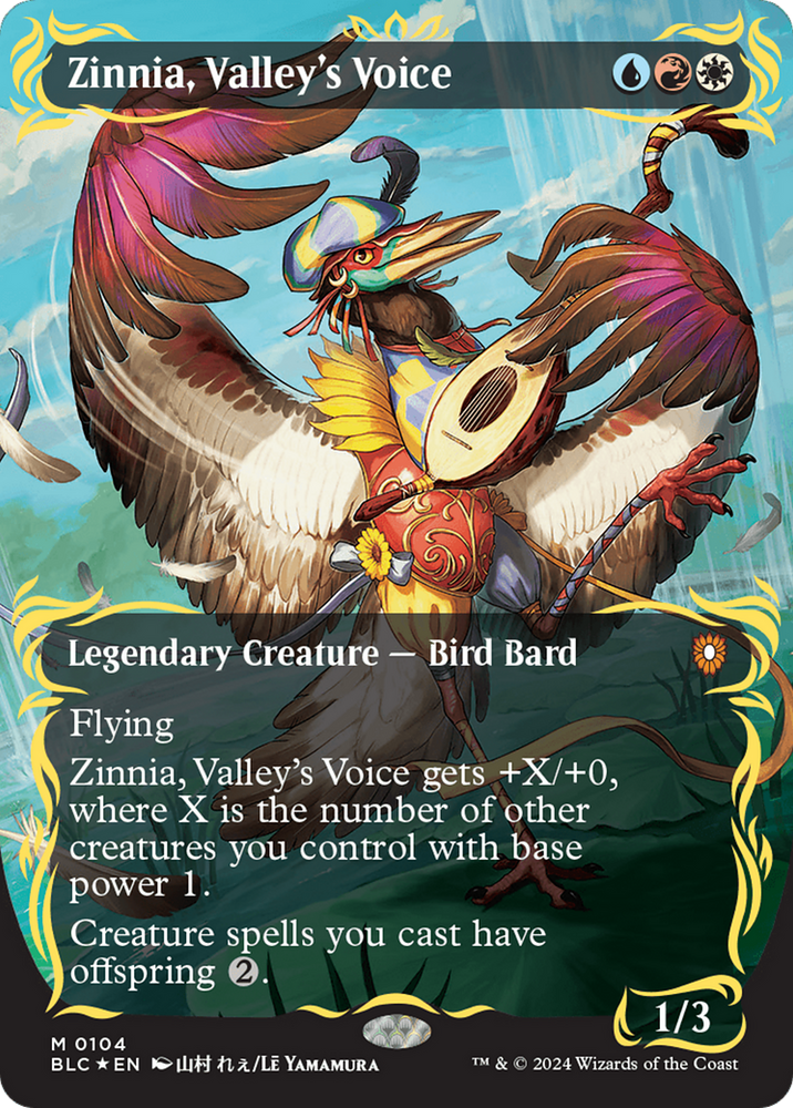 Magic | Zinnia, Valley's Voice (Borderless) (Raised Foil) [Bloomburrow Commander] | The Nerd Merchant