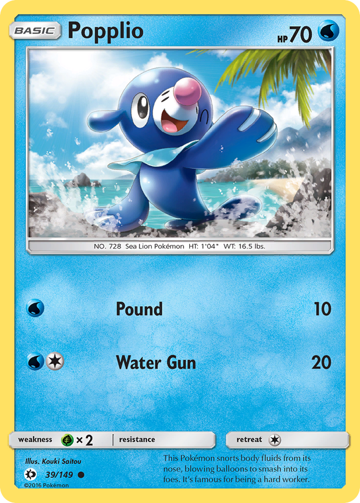 Pokemon | Popplio (39/149) [Sun & Moon: Base Set] | The Nerd Merchant