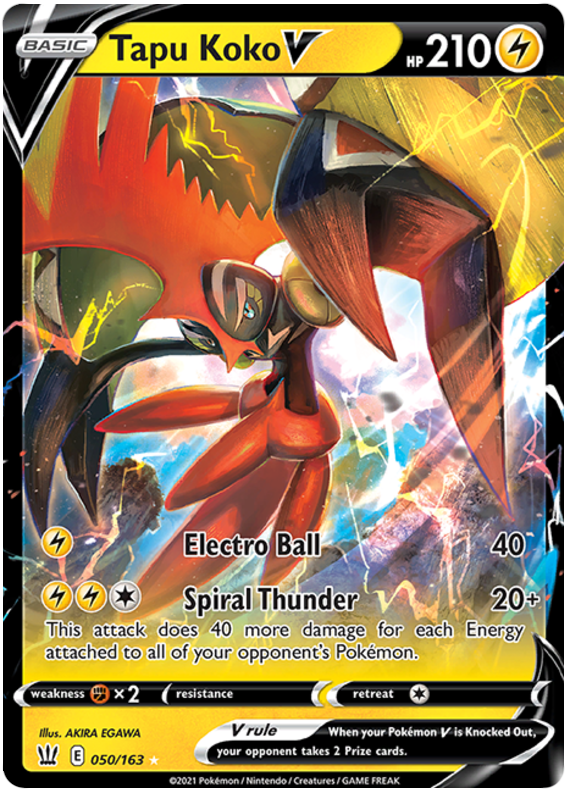 Pokemon | Tapu Koko V (050/163) [Sword & Shield: Battle Styles] | The Nerd Merchant
